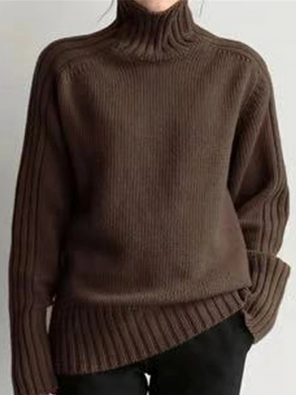 Jersey de cuello alto acanalado extragrande para mujer | Ideal para otoño/invierno