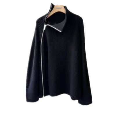 Jersey informal de cuello alto para mujer con cremallera lateral | Ideal para otoño/invierno