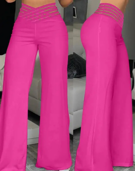 Women's Office Style High Waisted Wide Leg Flared Trousers | Ideal for All Seasons