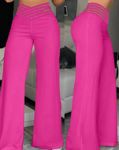 Women's Office Style High Waisted Wide Leg Flared Trousers | Ideal for All Seasons