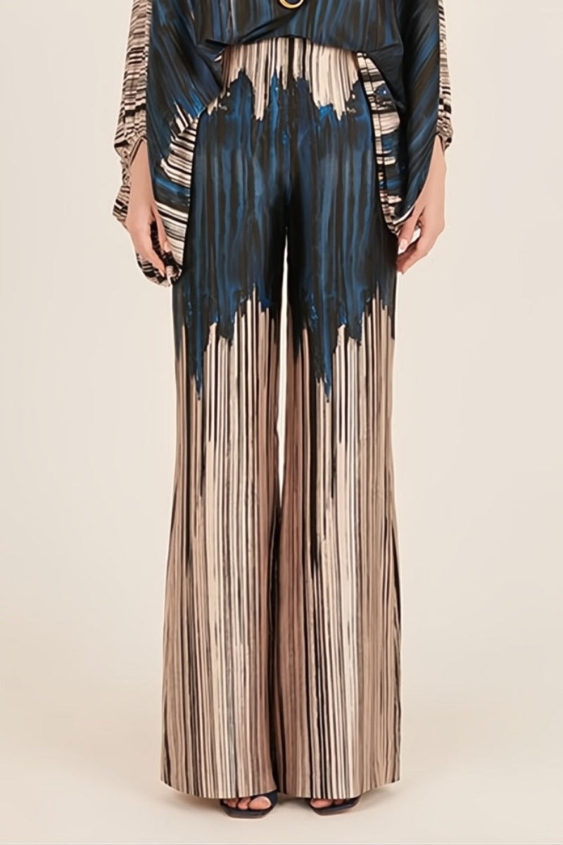 Conjunto de dos piezas con ondas abstractas - Azul-Marrón