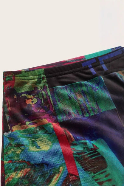 Cyber Pattern Bodycon Mini Skirt