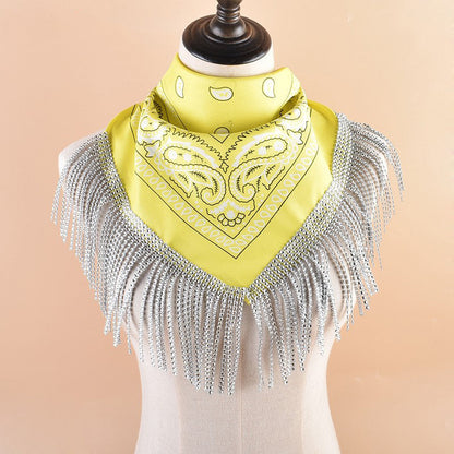 British Retro Diamond Tassel Square Scarf