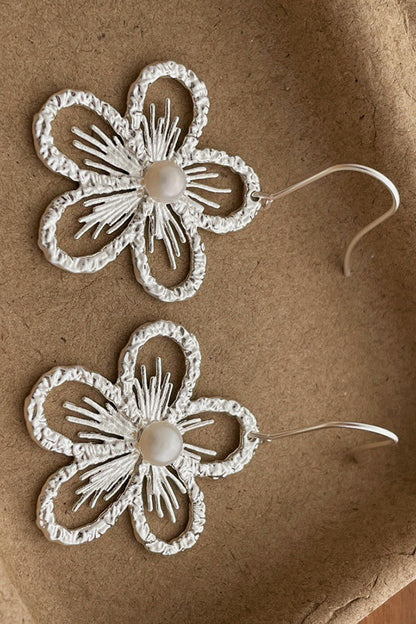 Pearl Openwork Flower Earrings