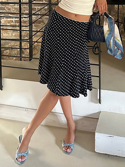 Polka Dot Ruffle Maxi Skirts