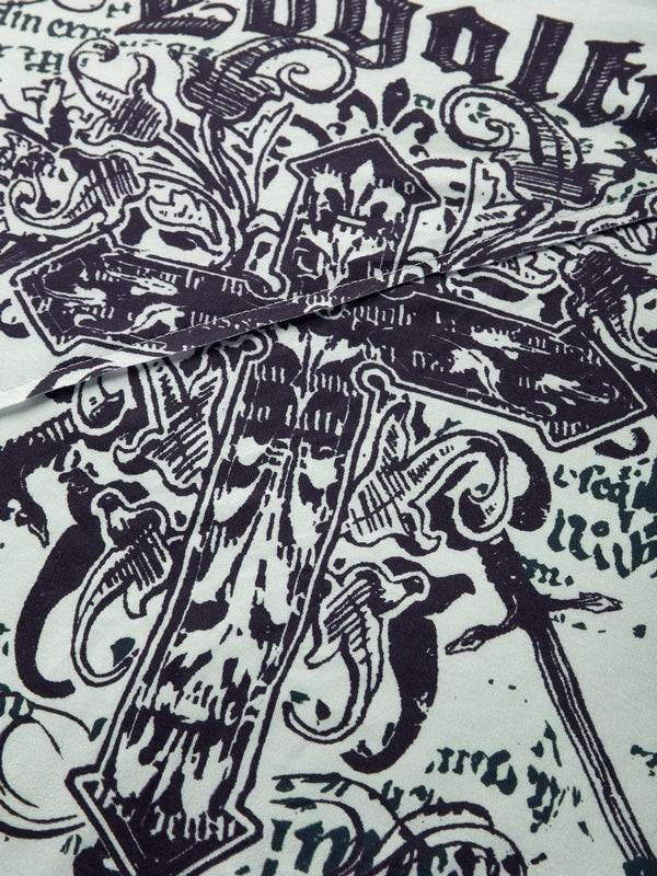 Gothic Cross Print 2 In 1 Long Sleeve Tee