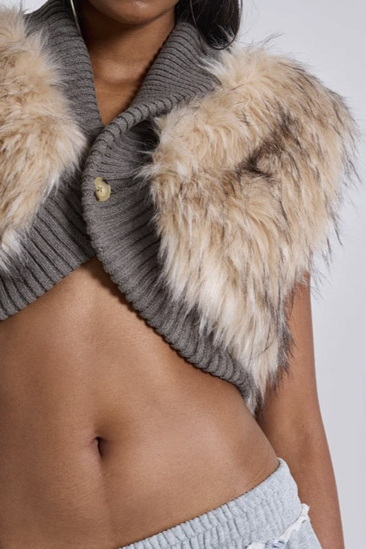 Cropped Faux Fur Vintage Vest