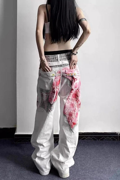 Harajuku Gothic Print Denim Pants