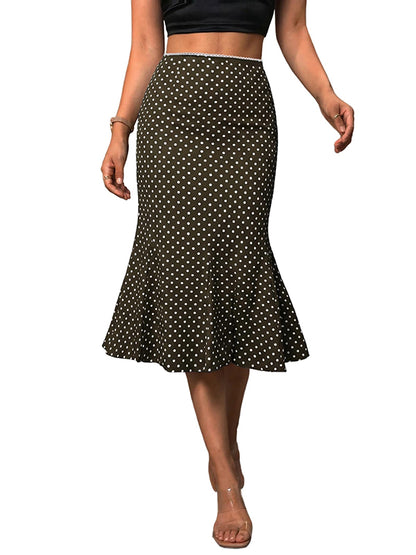 Polka Dot Ruffle Maxi Skirts