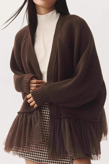 Sheer Ruffle Knit Cardigan