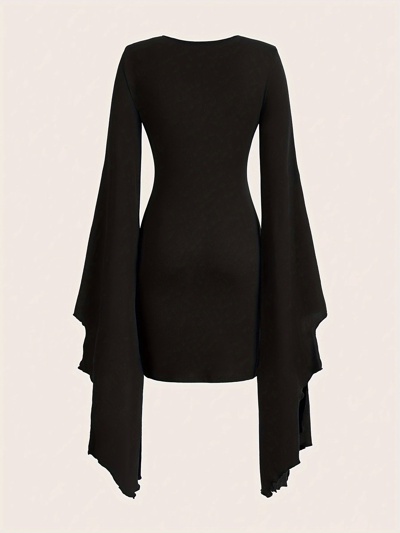 V Neck Asymmetrical Lace Dress Lace Up V Neck Asymmetrical Dress, Y2K Long Sleeve Dress For & Fall, Clothing