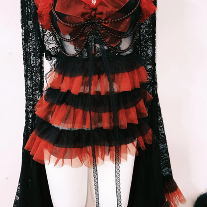 Long sleeve lace ruffle beaded cami mini dress  | Festival Outfits Women