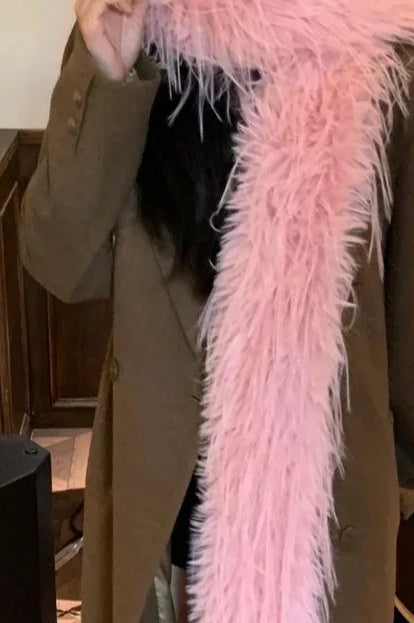 Y2K Plush Faux Mink Fur Thick Warm Scarf