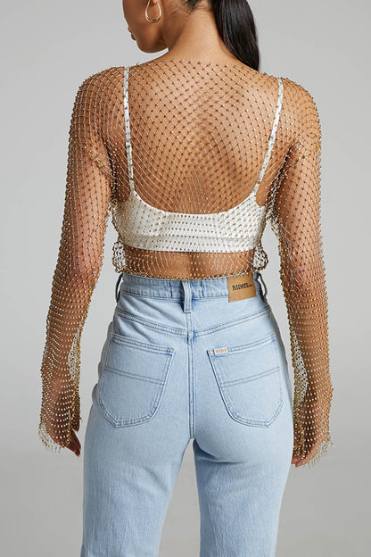 Best Layering Items Mesh Long Bell Sleeve Top