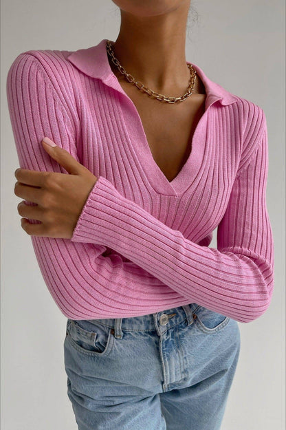 Slim Fit Polo Knit Sweater