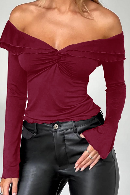 Y2K Sexy Solid Slim Long Sleeve Knit Crop Top