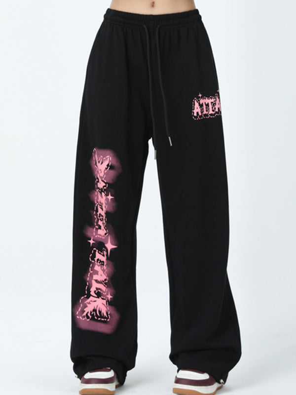 Vintage Letter Print Sweatpants