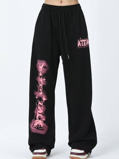Vintage Letter Print Sweatpants