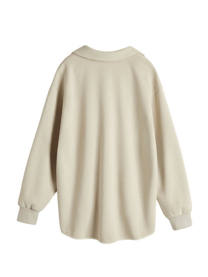 Solid Color V Neck Asymmetric Hem Oversized Hoodie