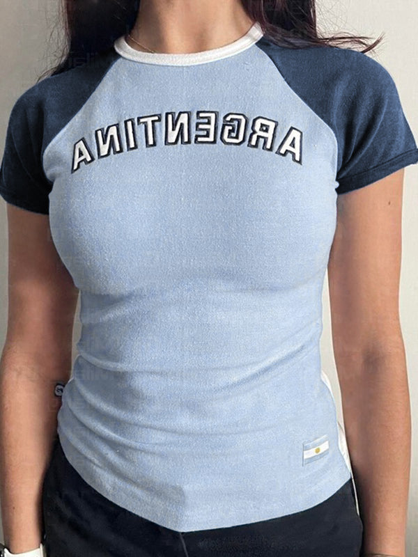 Vintage Raglan Short Sleeve Crop Top