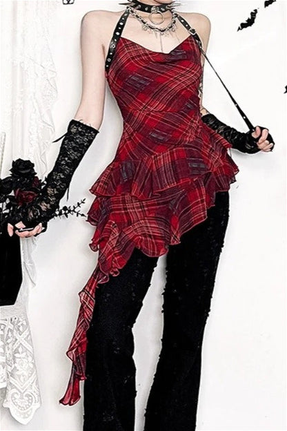 Y2K E-girl Punk PU Patchwork Tank Top