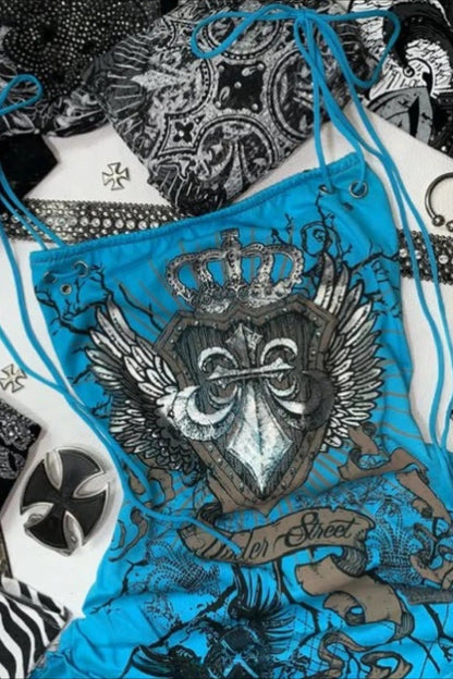 Slim Punk Printed Cami Mini Dress