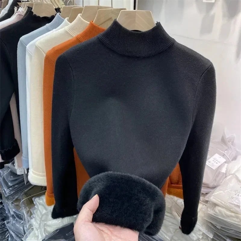 Jersey de cuello alto para mujer con forro polar | Ideal para otoño/invierno