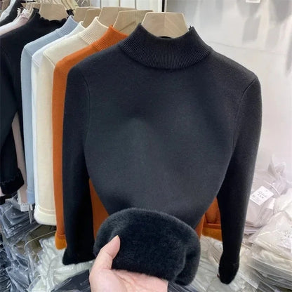 Jersey de cuello alto para mujer con forro polar | Ideal para otoño/invierno