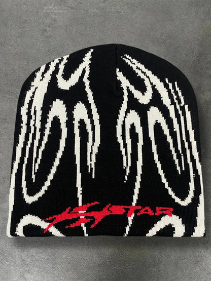 Striped Jacquard Warm Hip-Hop Pullover Hat