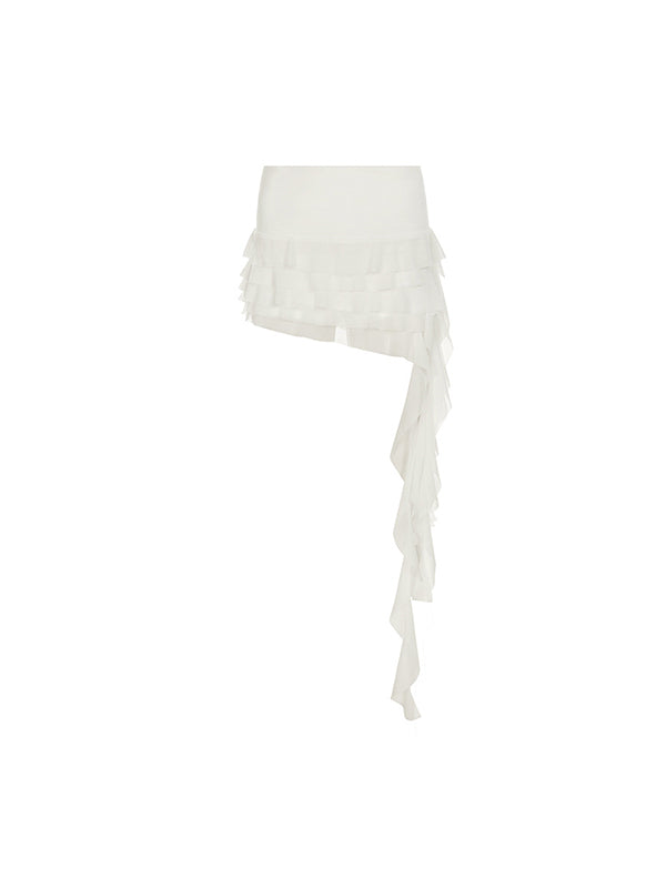 Resort Style Ruffle Irregular Mini Skirt