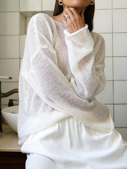 Bell Sleeve Hollow Knit Cardigan