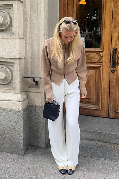 Slim Fit Knit Zip Cardigan