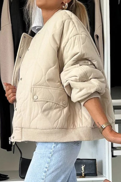 Casual Solid Button Padded Coat