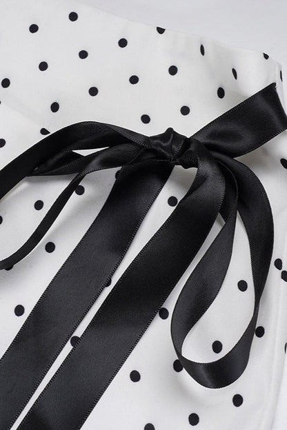 White Polka Dot Bodycon Mini Skirt