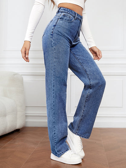 Stretch Washed Fashionable Straight Leg Boyfriend Jeans