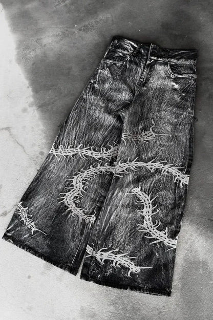 Harajuku Gothic Centipede Embroidery Pants