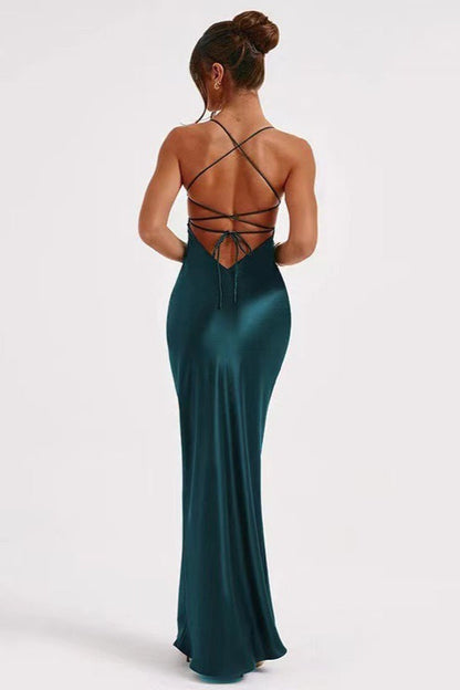 Back Tie Spaghetti Strap Formal Dress