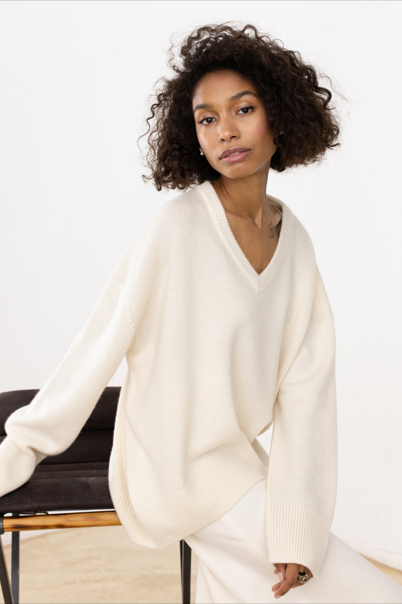 V Neck Long Sleeve Relaxed Sweater