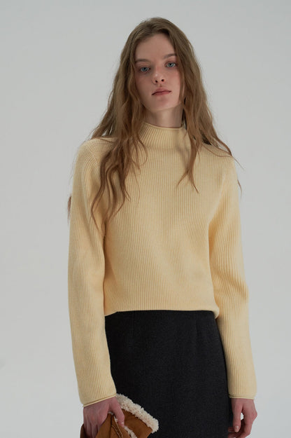 Thermal Mock Neck Solid Knit Top