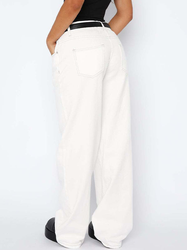 Versatile Simple Midriff Boyfriend Jeans