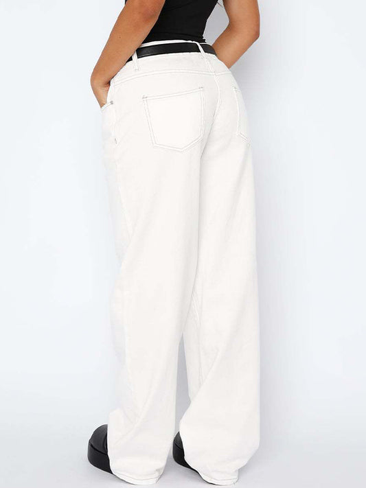 Versatile Simple Midriff Boyfriend Jeans