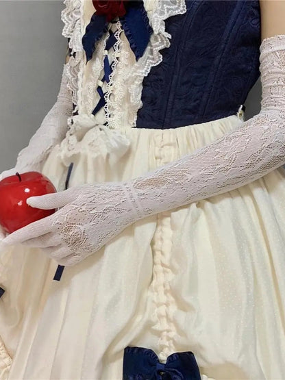 Gothic Hollow Out Net Lace Long Gloves