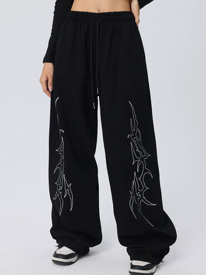 Vintage Print Loose Sweatpants