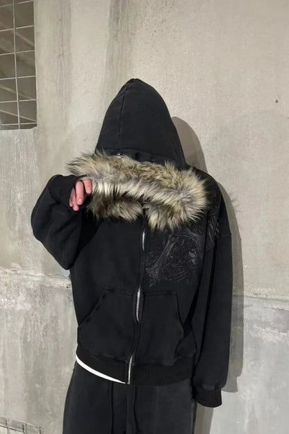 Gothic Skeleton Zip Up Hoodie