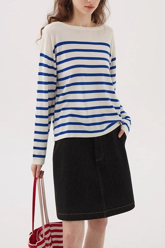 Classic Breton Long Sleeve Knit Top