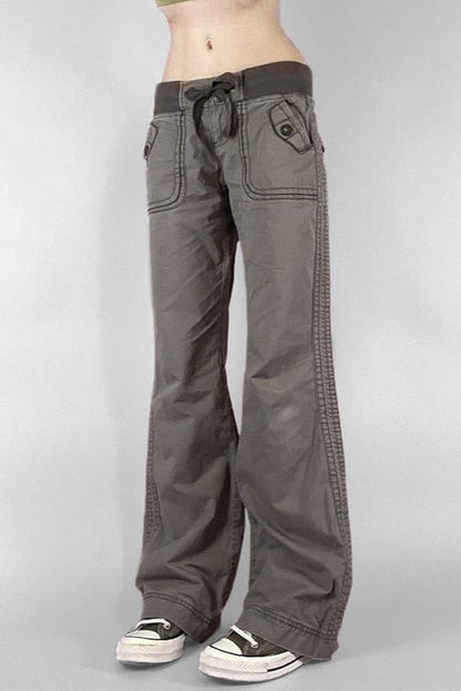 Edgy Slim Tie Strap Patchwork Jeans