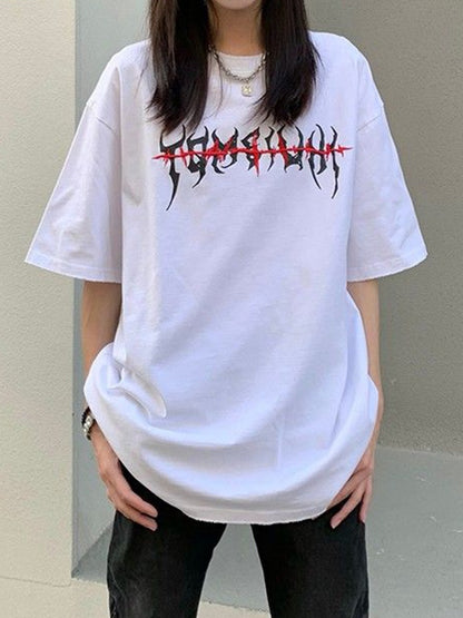 Street Distressed Graphic Print Oversized Short Sleeve Tee