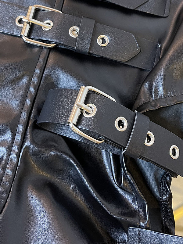 Punk Leather Hollow Shorts