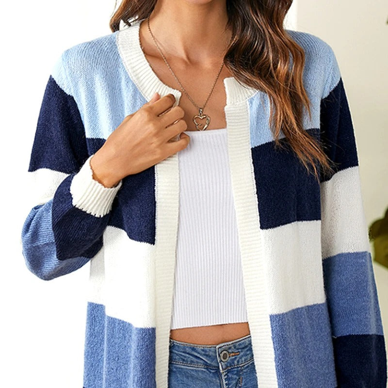 Cárdigan de punto a rayas para mujer | Ideal para otoño/invierno
