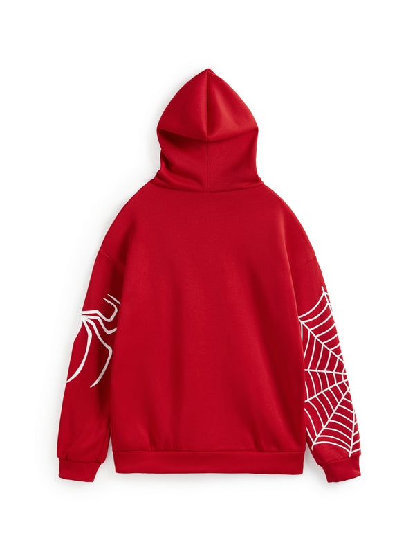 Spider Print Zip Up Hoodie